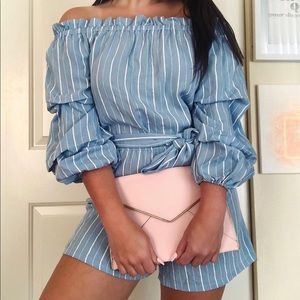 Blue and White Romper